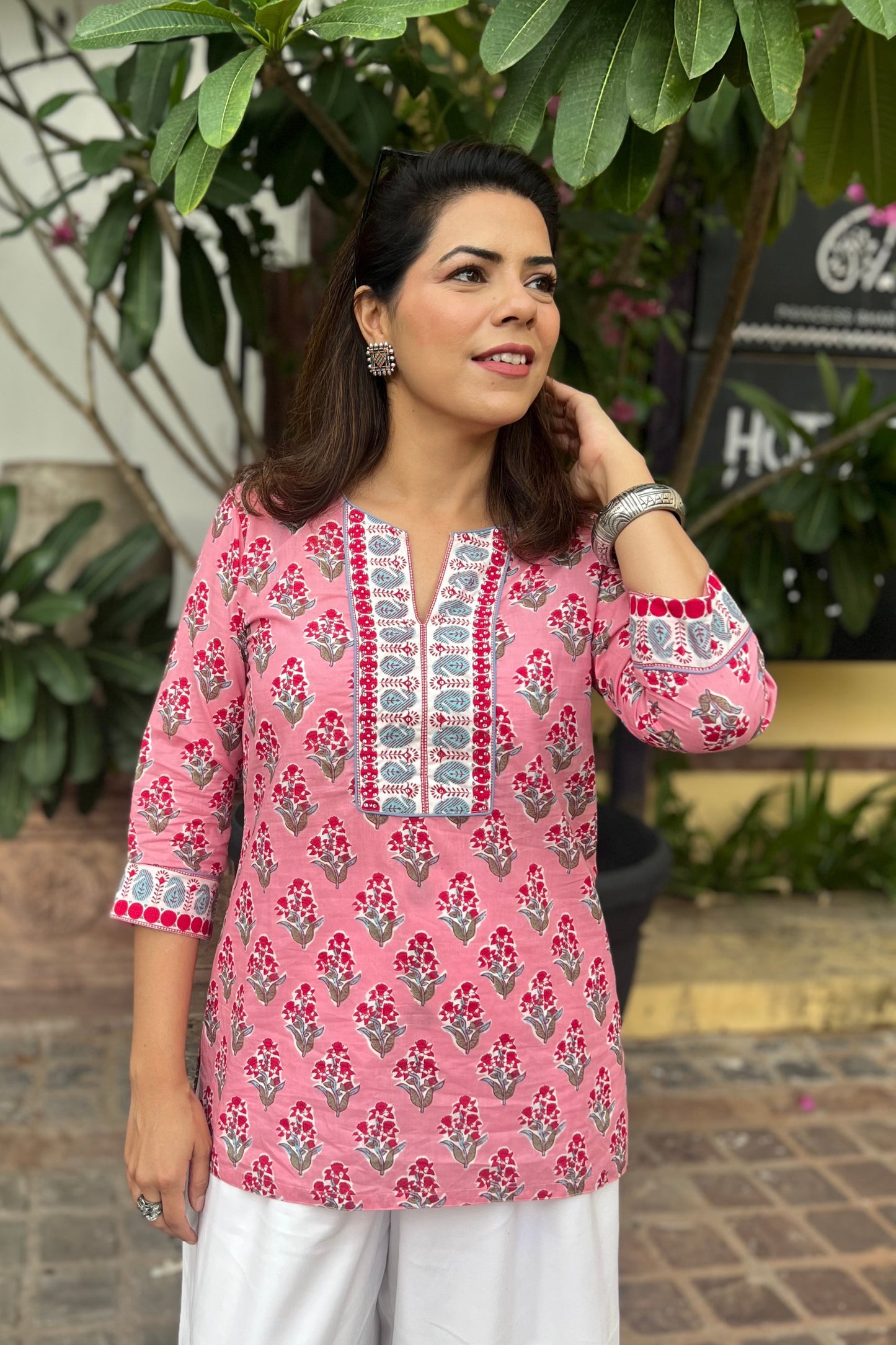 Printed Sequinned Pure Cotton Kurti