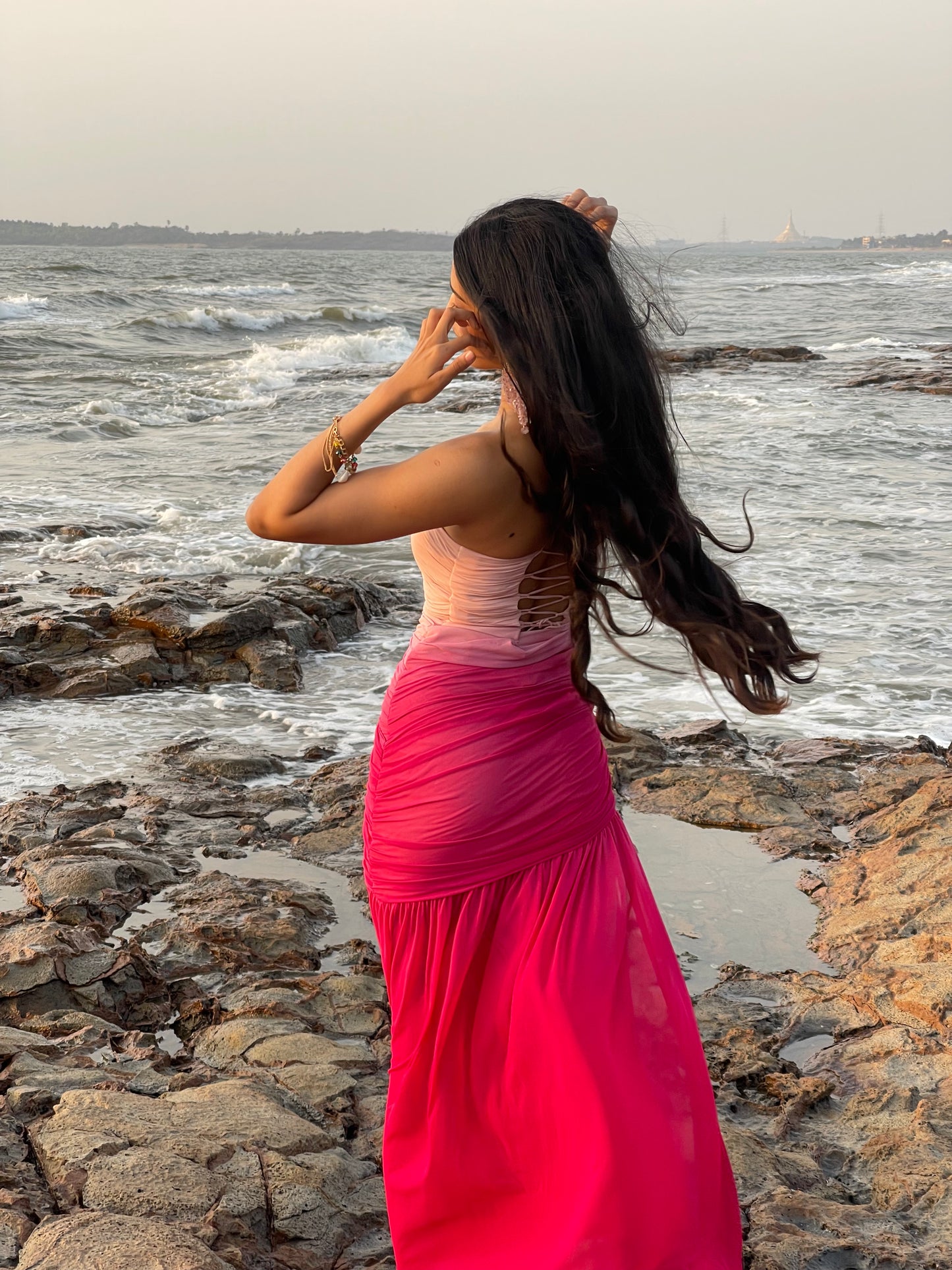 Pink Lycra Ombre Dress