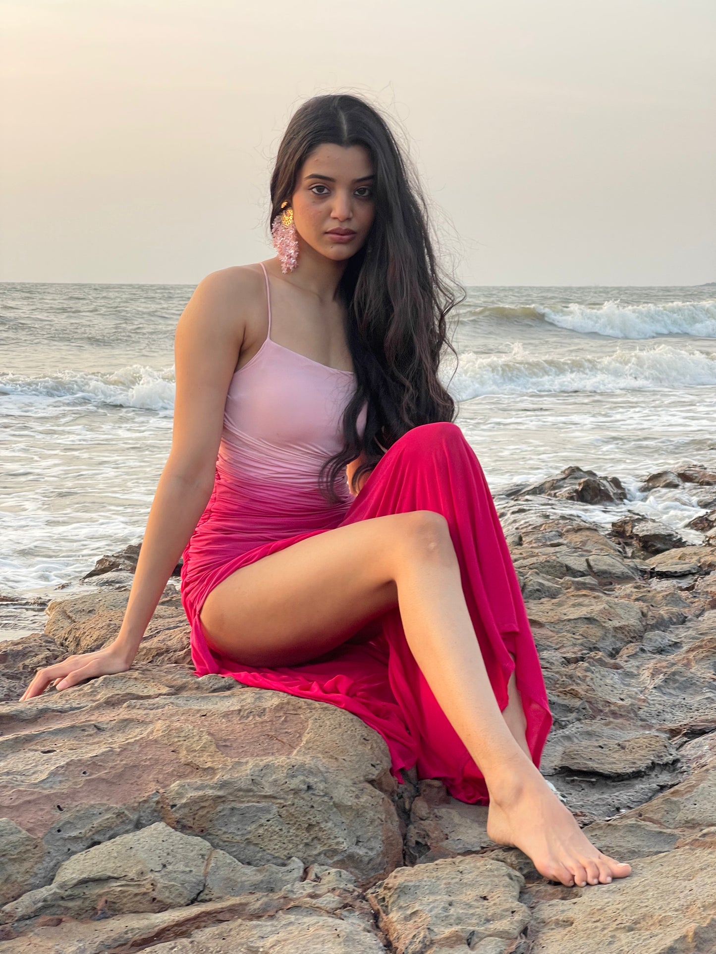 Pink Lycra Ombre Dress
