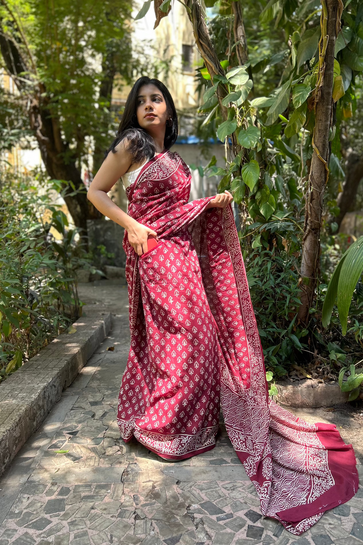 Wine Wonders Cotton Pocket Saree