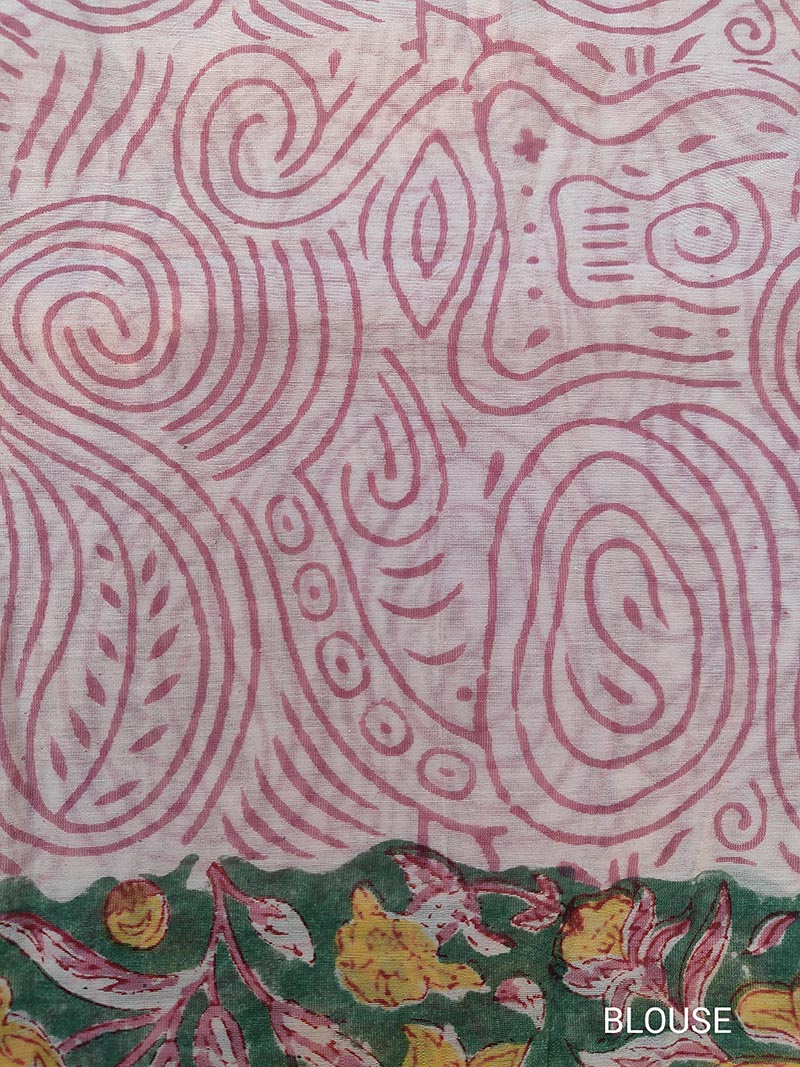 Garden of Secrets - Hand Block Print Chanderi Silk Saree