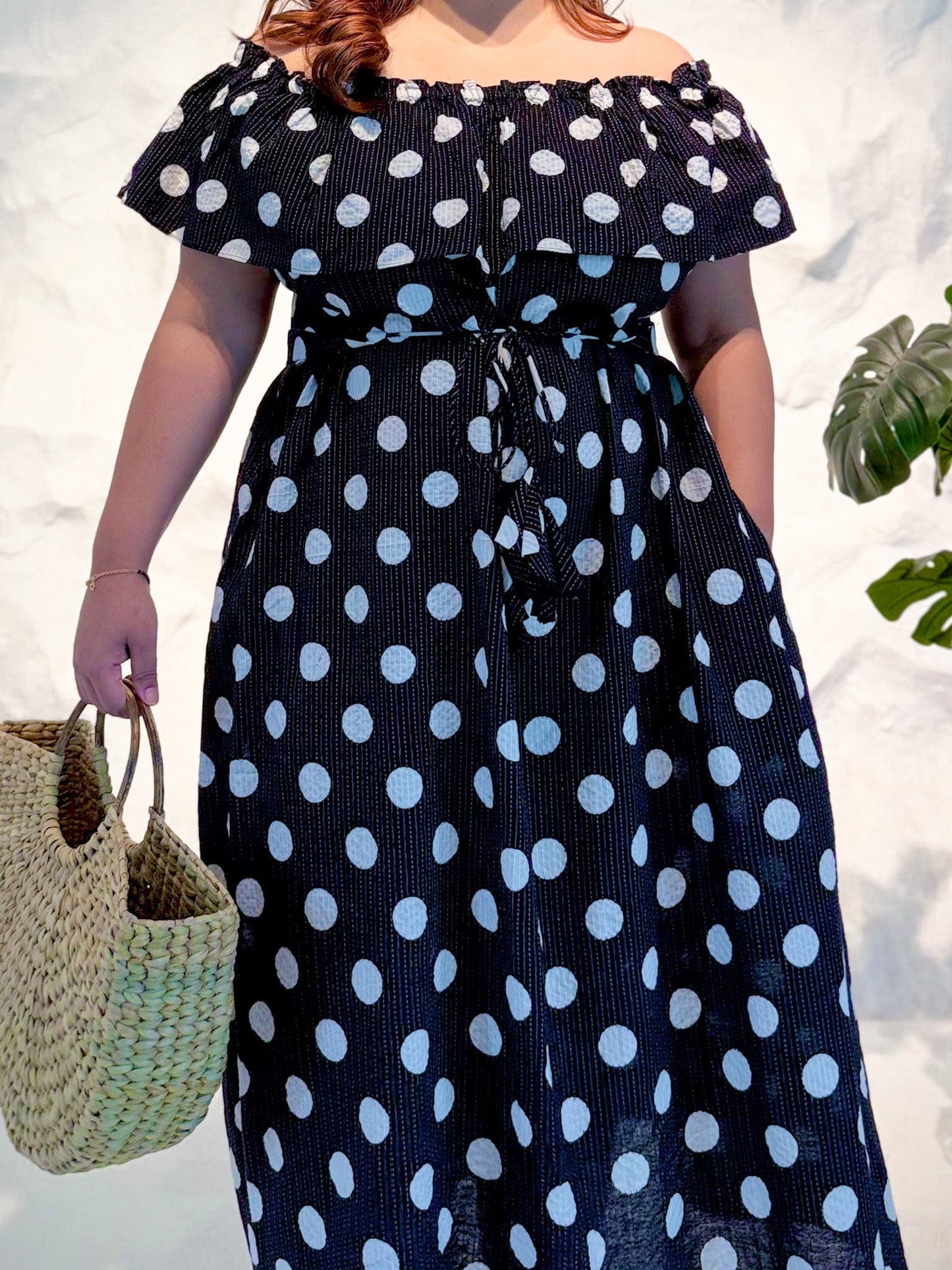 Marienne Off-Shoulder Polka Dot Dress