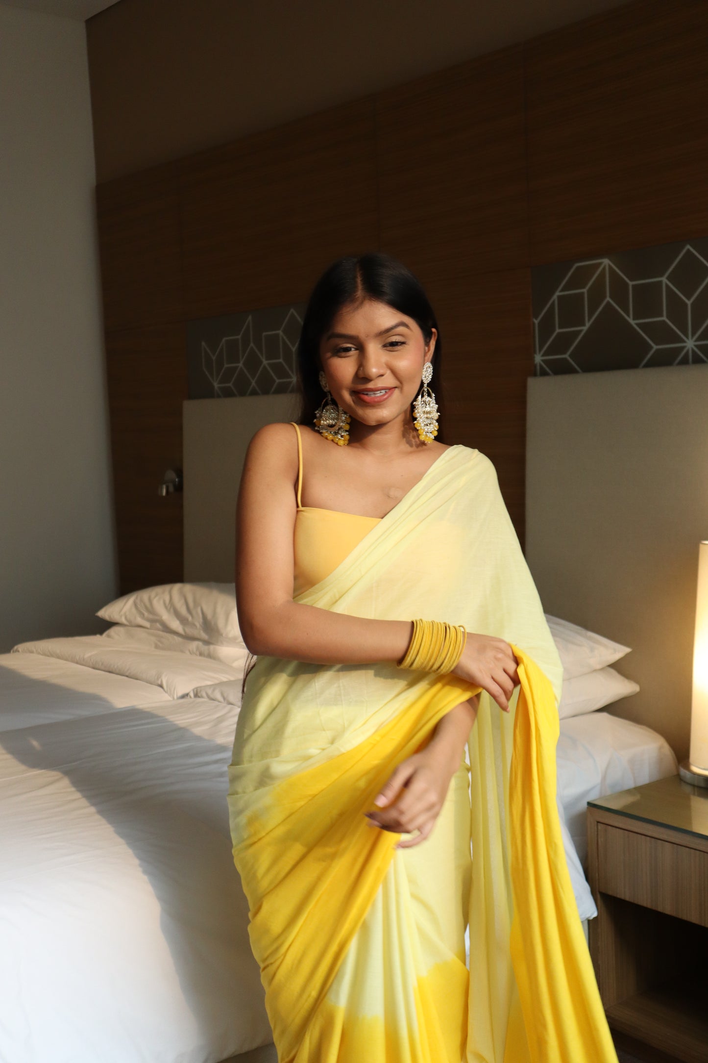 Golden Hour - Yellow Ombre Hand Dyed Mulmul Cotton Saree