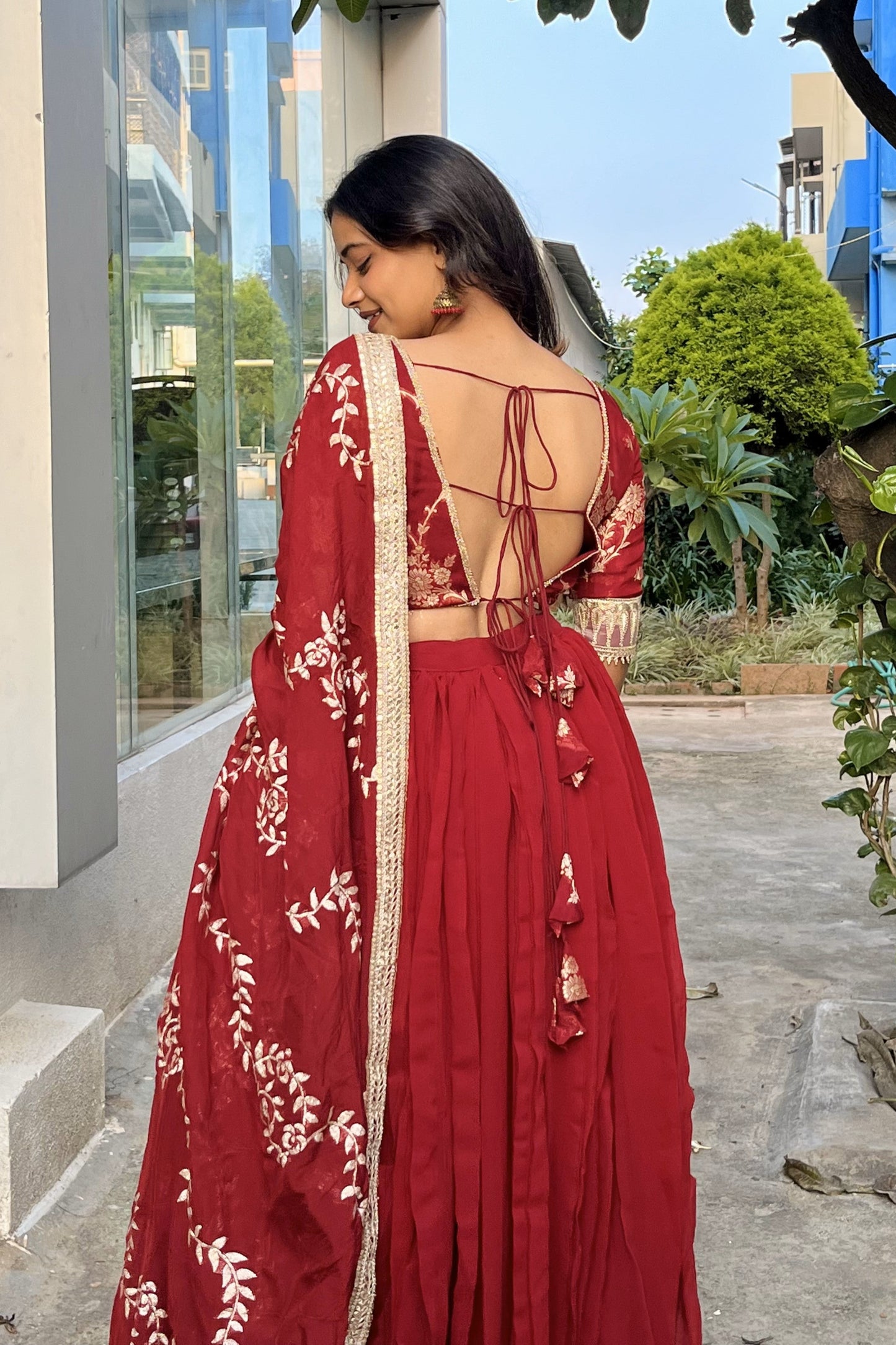 Maroon Minimalist Lehenga