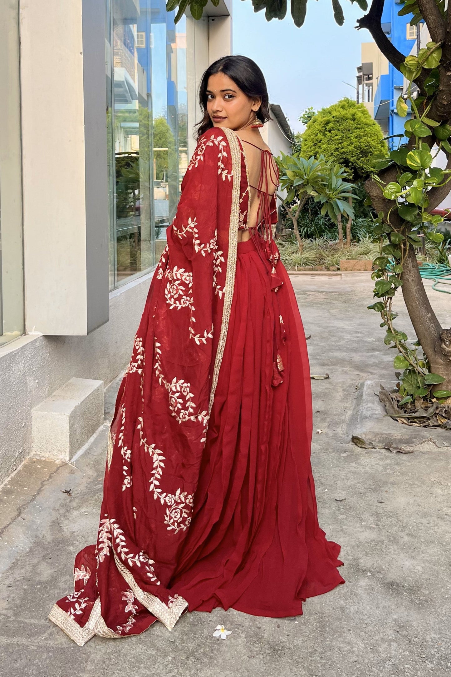 Maroon Minimalist Lehenga