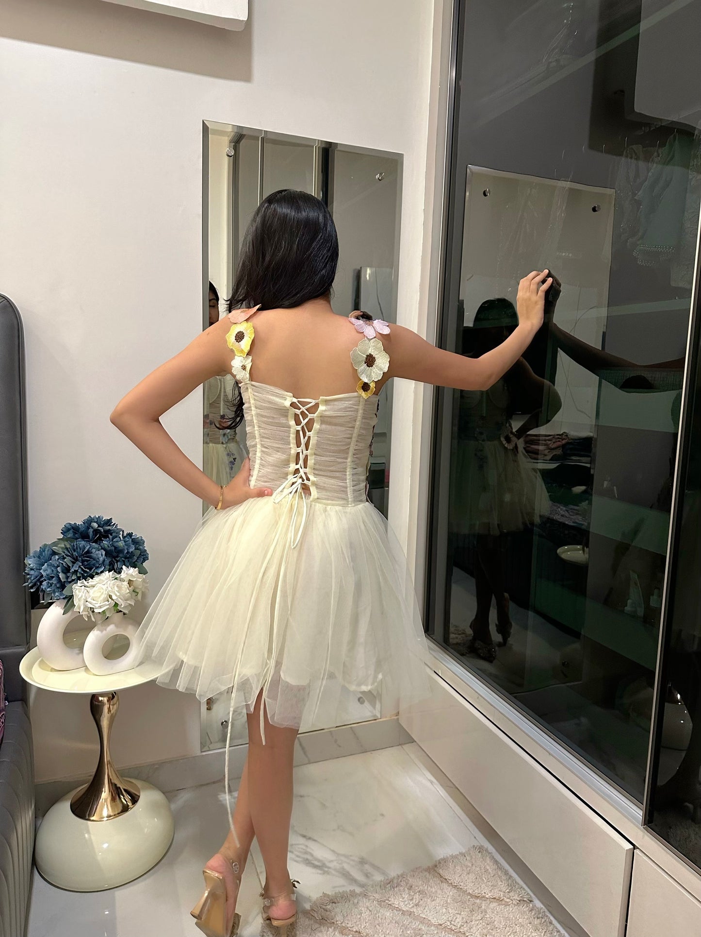 Flower Embroidery Short Dress