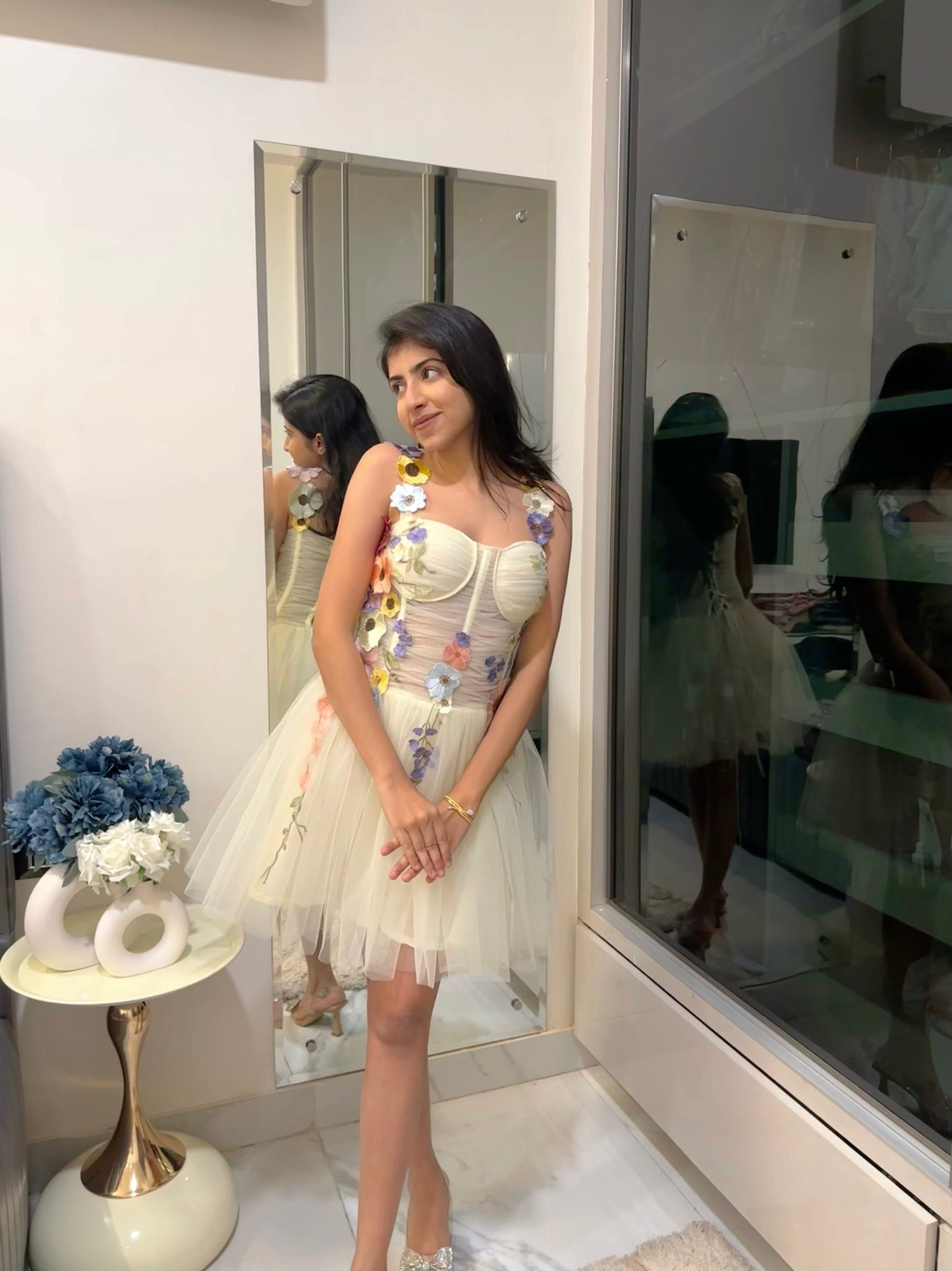 Flower Embroidery Short Dress