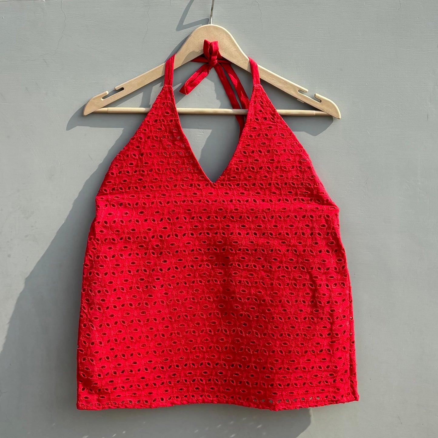 Chikan Hakoba Halter Neck Cotton Top