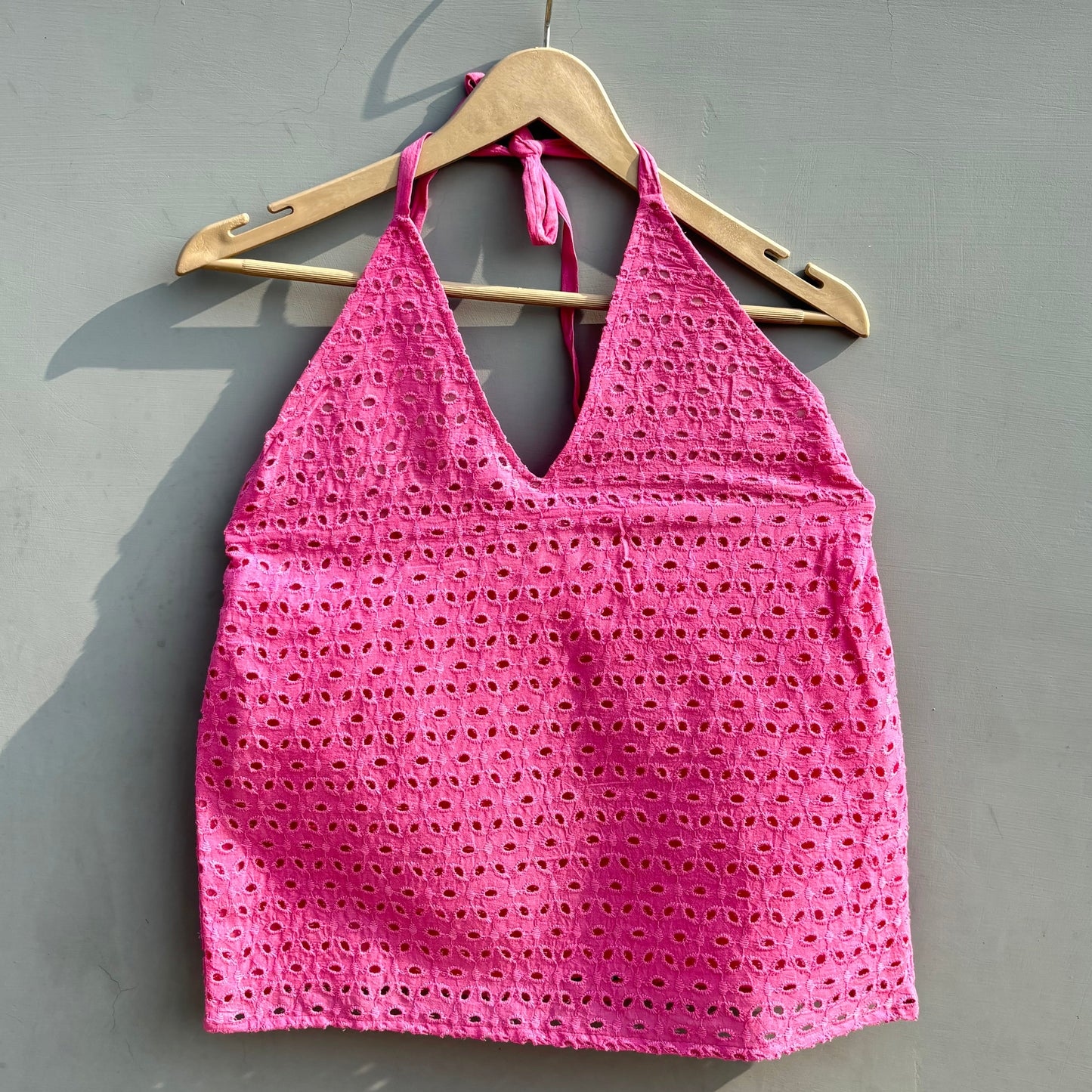 Chikan Hakoba Halter Neck Cotton Top