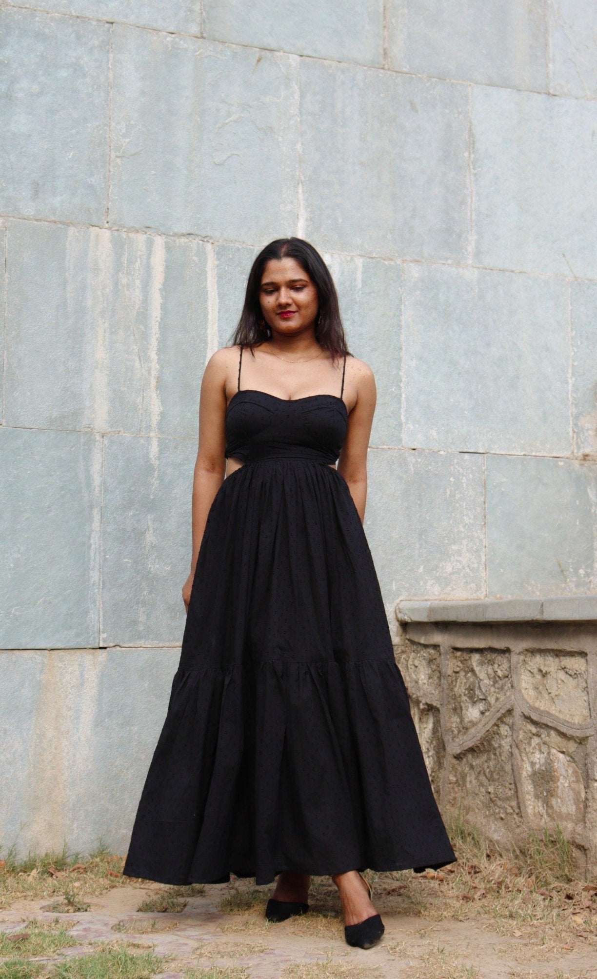 Dalina Black Cotton Dress