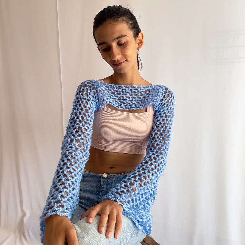 Crochet Sleeve Crochet Crop Top