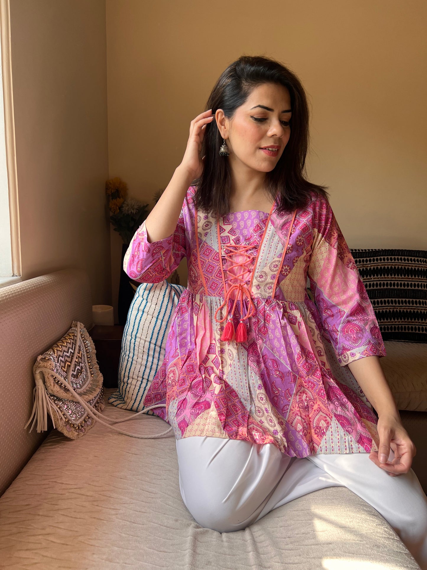 Printed Ethnic Pure Cotton Top