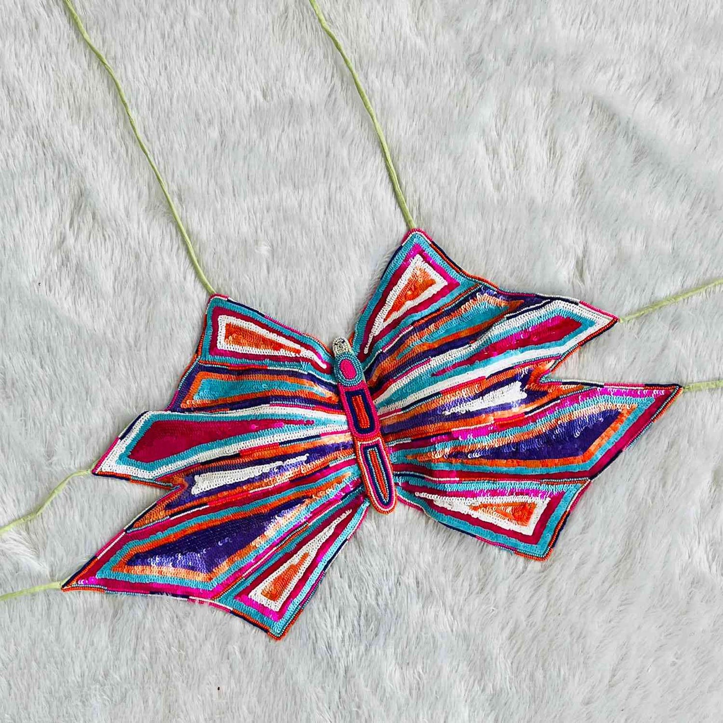 Multicolor Sequin Handwork Butterfly Top