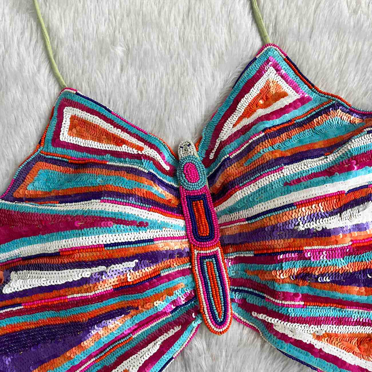 Multicolor Sequin Handwork Butterfly Top
