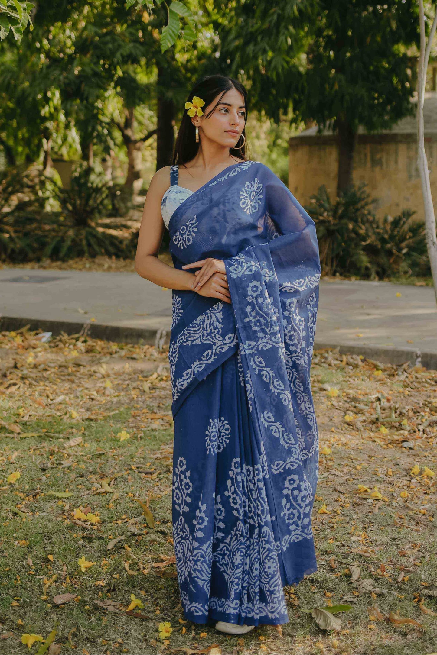 Cool Blue - Batik Pure Mulmul Cotton Saree