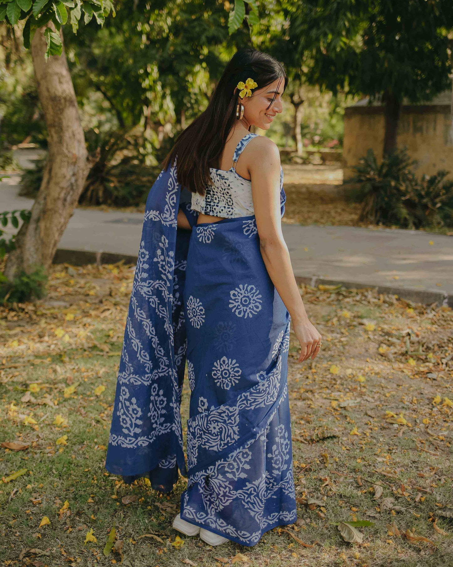 Cool Blue - Batik Pure Mulmul Cotton Saree
