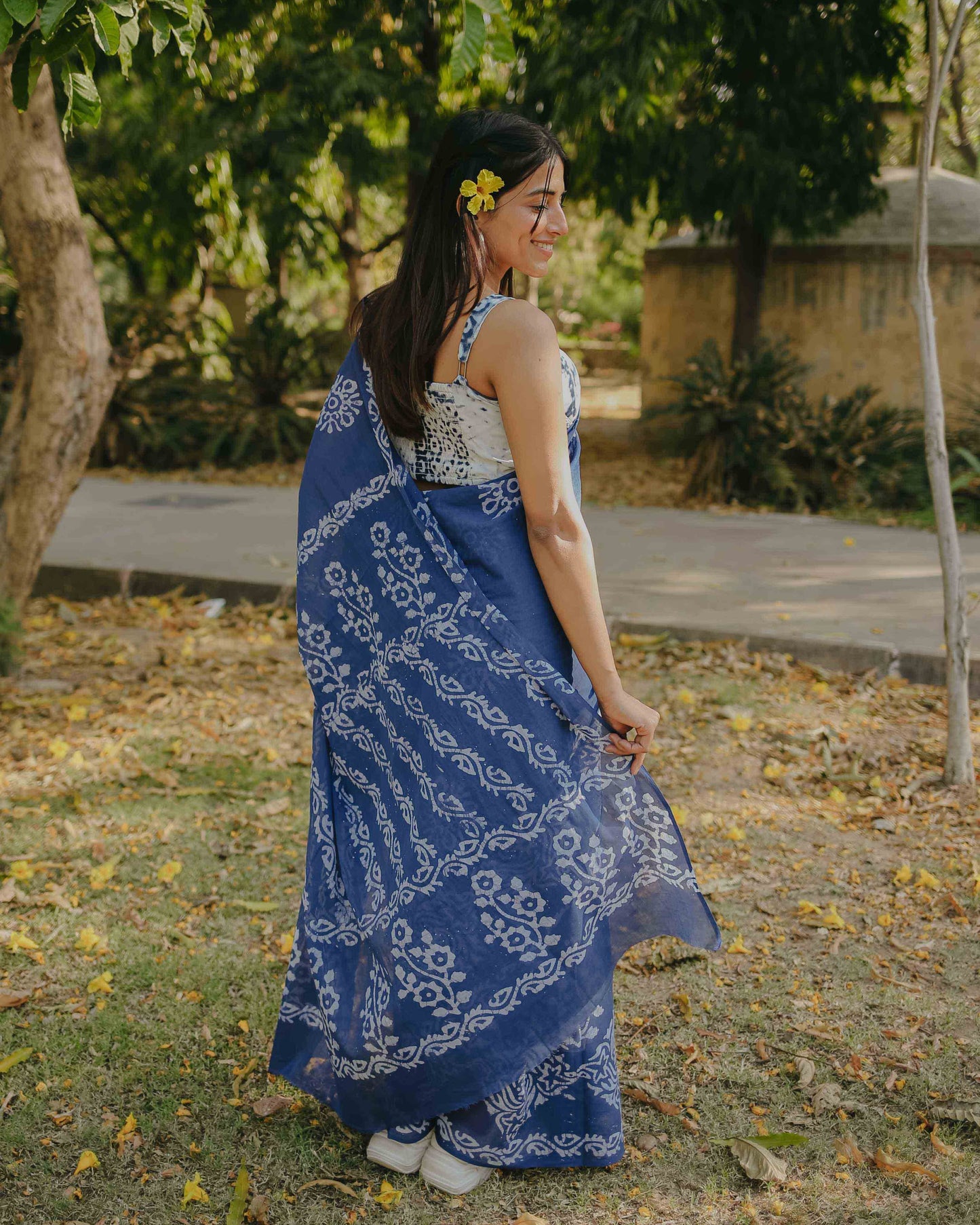 Cool Blue - Batik Pure Mulmul Cotton Saree