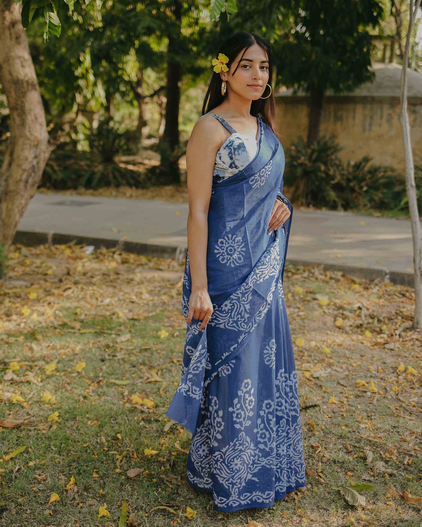 Cool Blue - Batik Pure Mulmul Cotton Saree