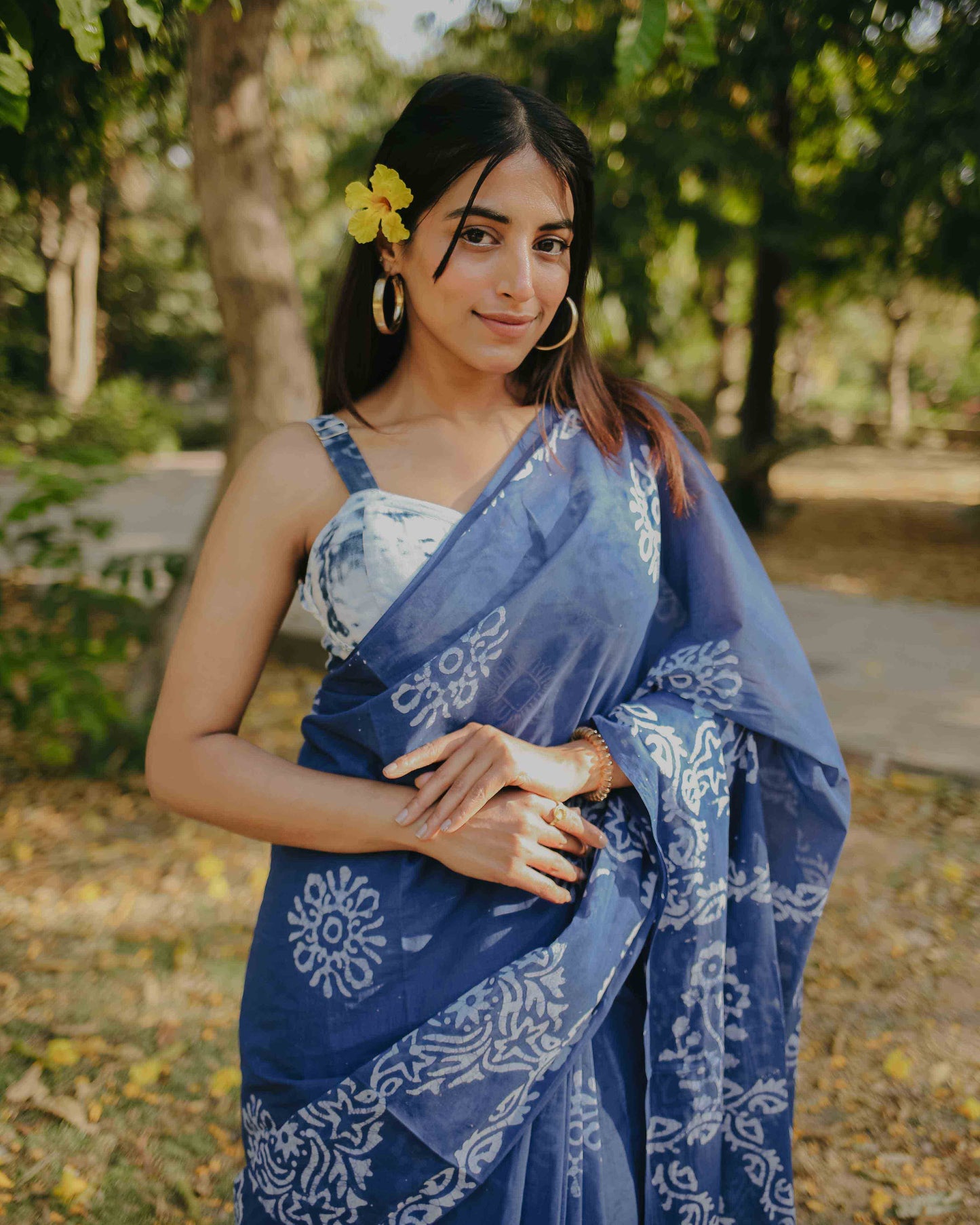 Cool Blue - Batik Pure Mulmul Cotton Saree