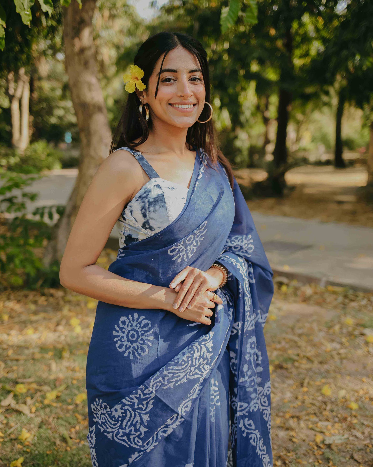 Cool Blue - Batik Pure Mulmul Cotton Saree
