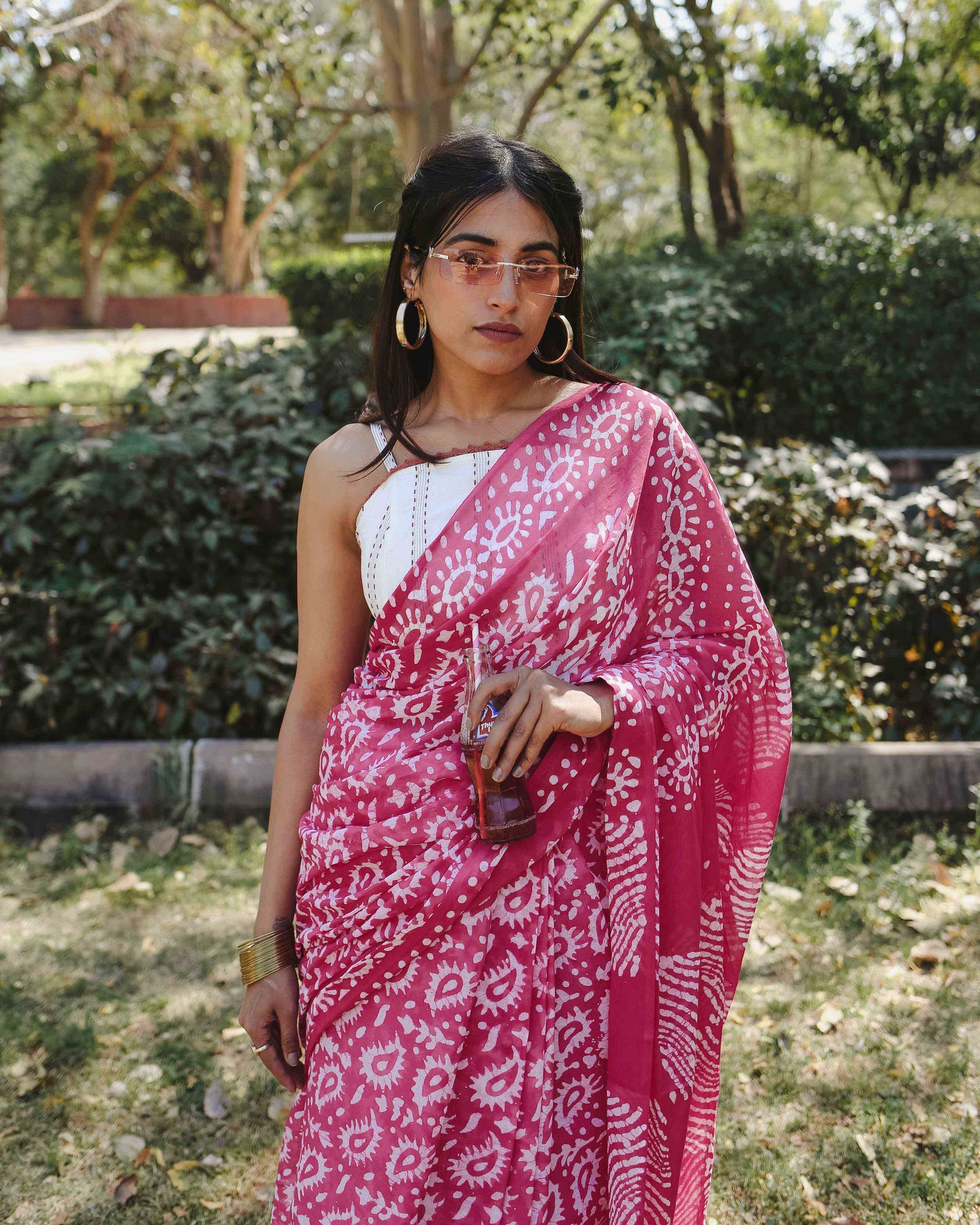 Pink Swirl - Batik Pure Mulmul Cotton Saree