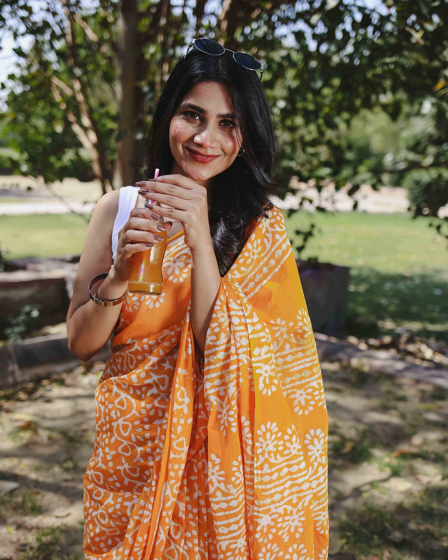 Mango Bite - Yellow Batik Pure Mulmul Cotton Saree