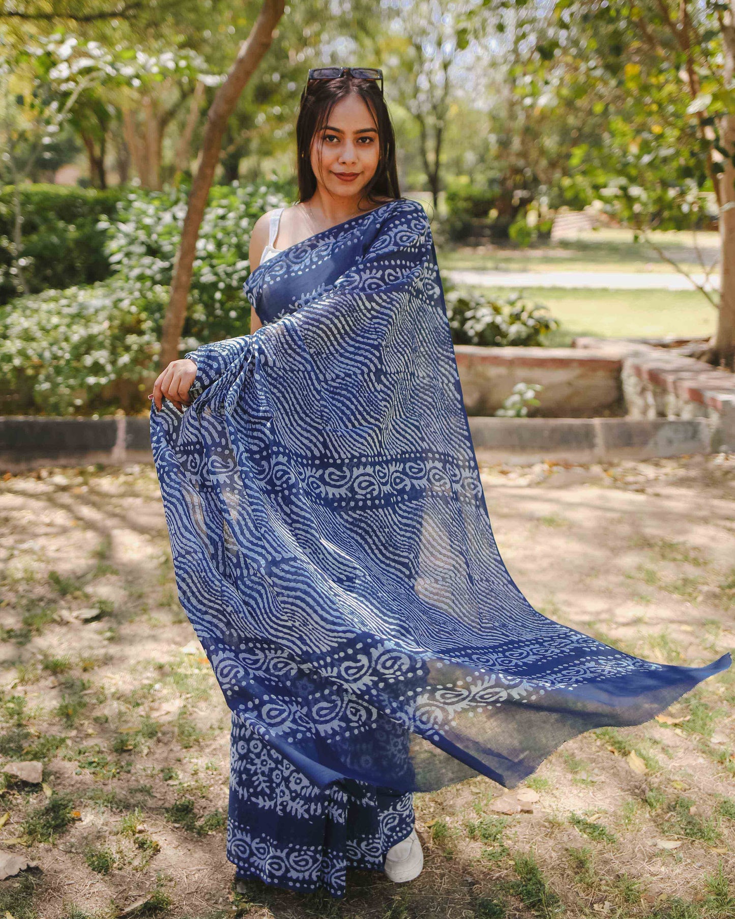 Midnight Blue - Batik Pure Mulmul Cotton Saree