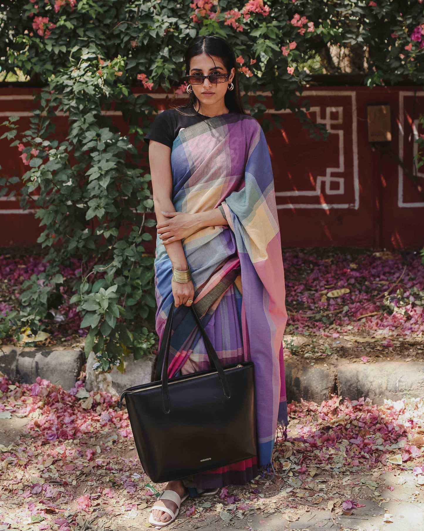 Power Play - Multicolour Checked Organic Cotton Saree