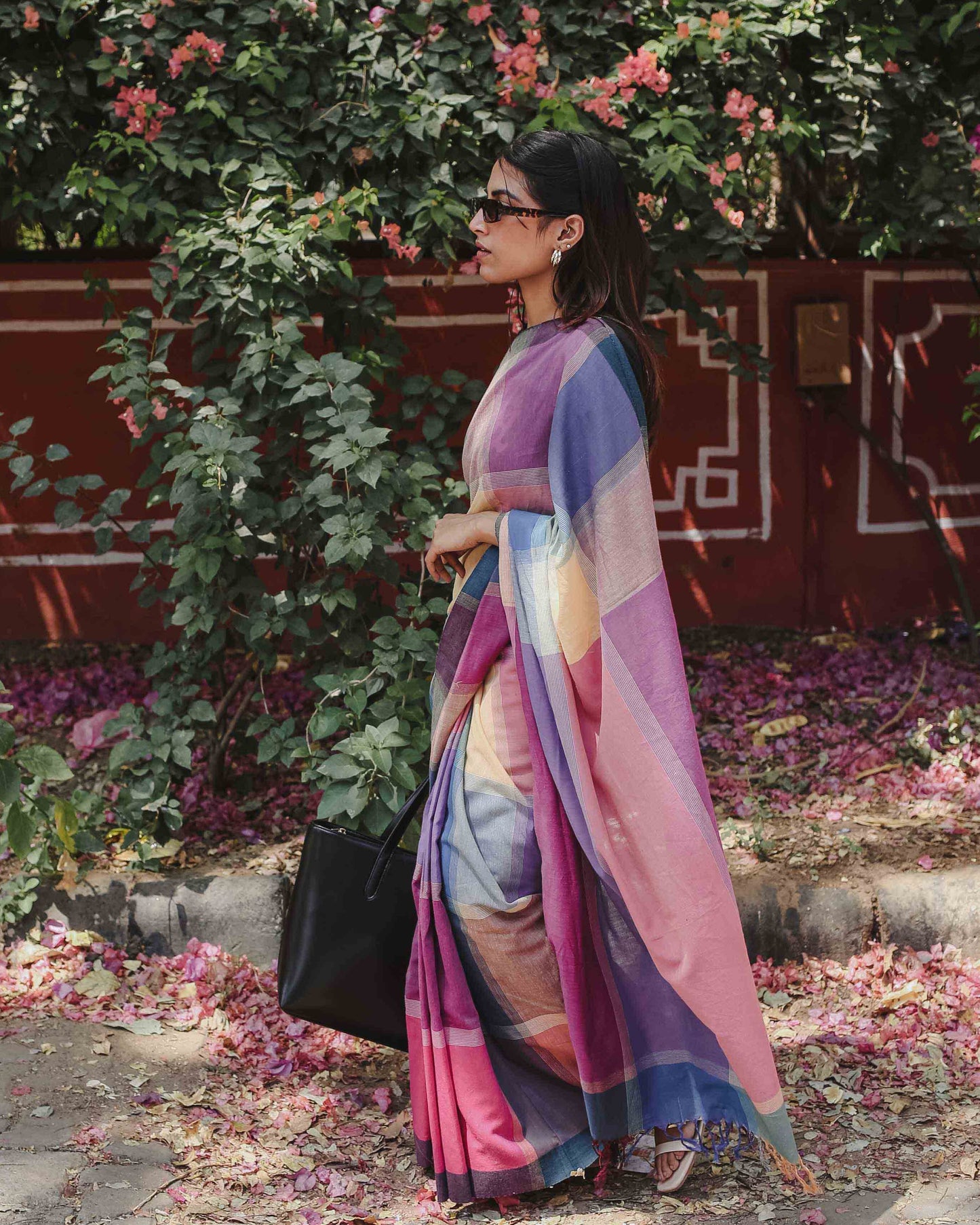 Power Play - Multicolour Checked Organic Cotton Saree
