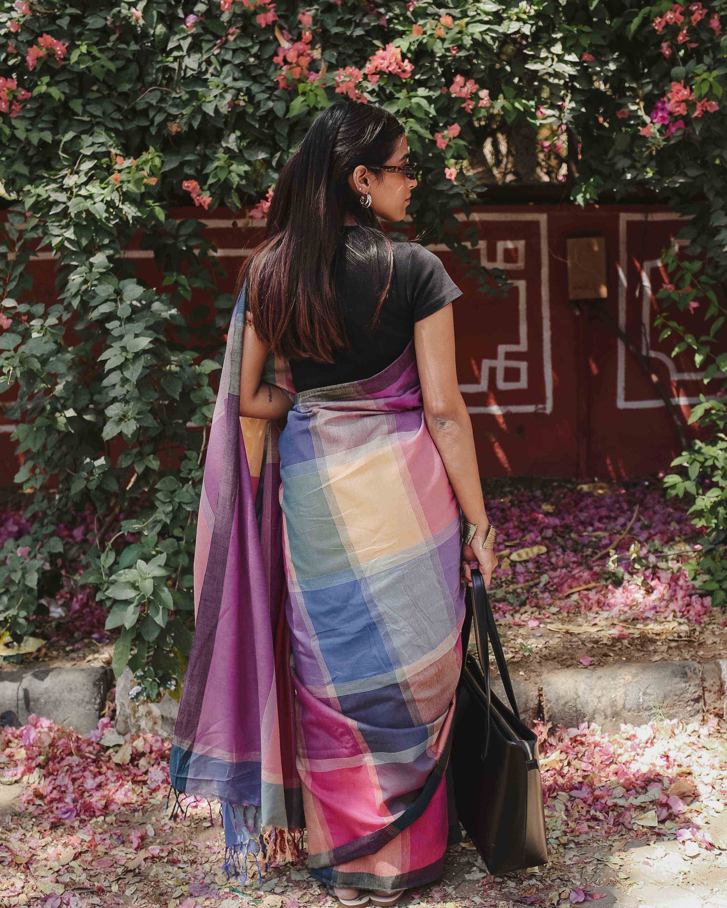 Power Play - Multicolour Checked Organic Cotton Saree