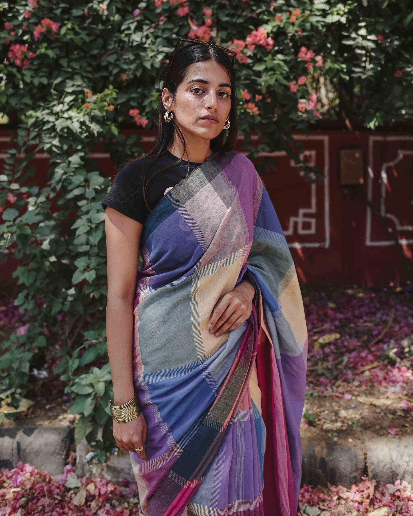 Power Play - Multicolour Checked Organic Cotton Saree