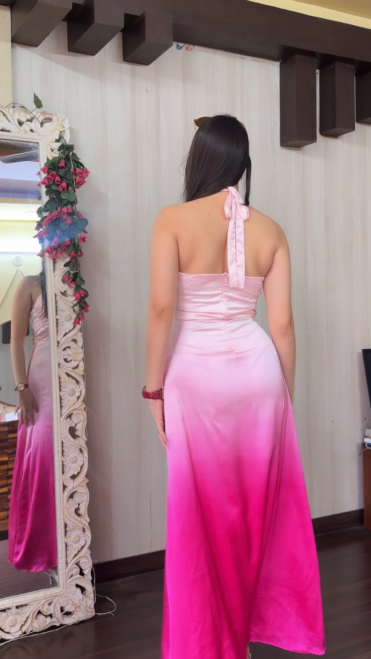 Satin Pink Ombre Dress