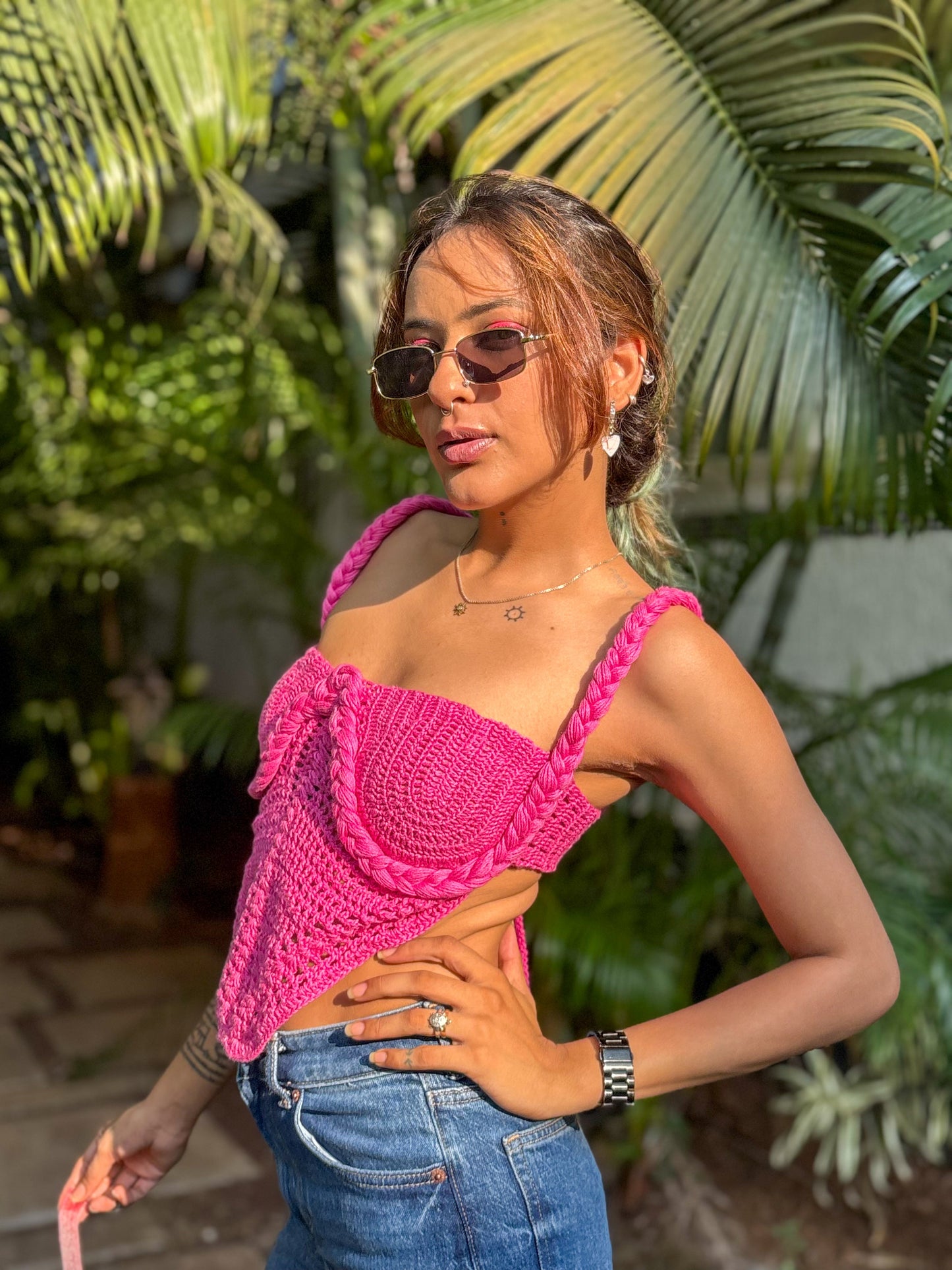 Pink Lotus Crochet Corset