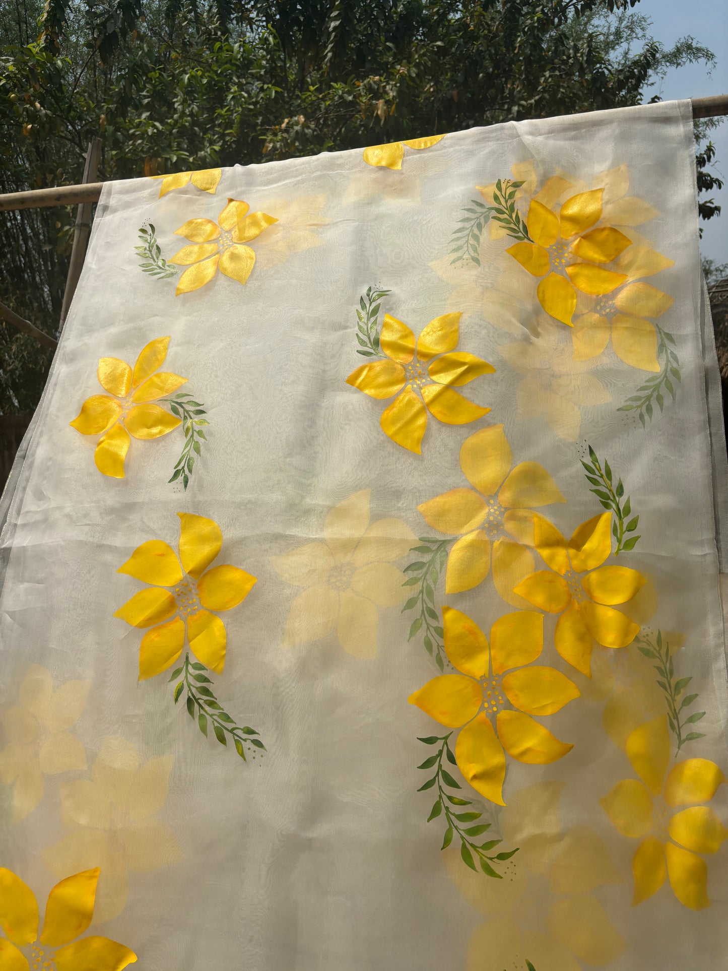 Lemon Breeze Handpainted Saree