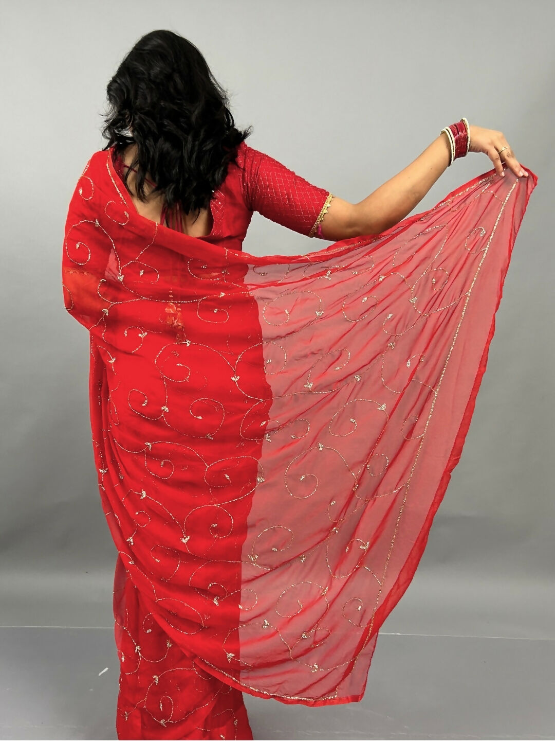 Banno Tera Swagger -Jaal Embroidery Pre-Pleated Shimmer Chiffon Saree