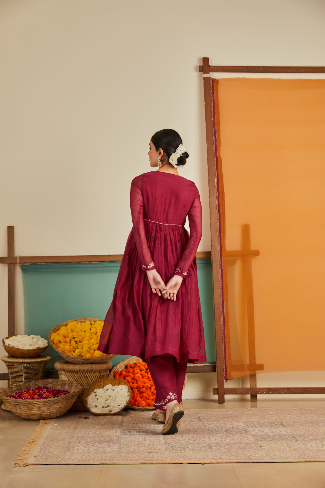 Rozina Maroon Chanderi Kurta Set