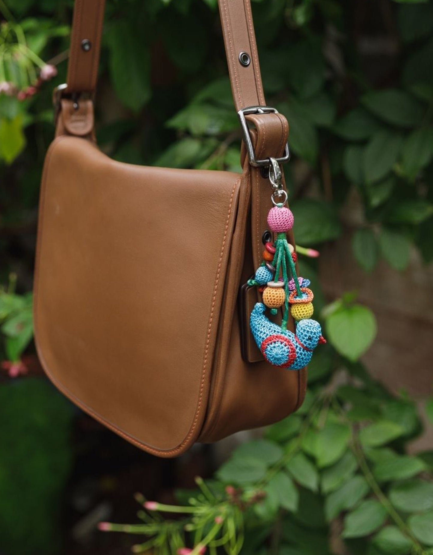 Boho Bag Key Chain - Bird Charm