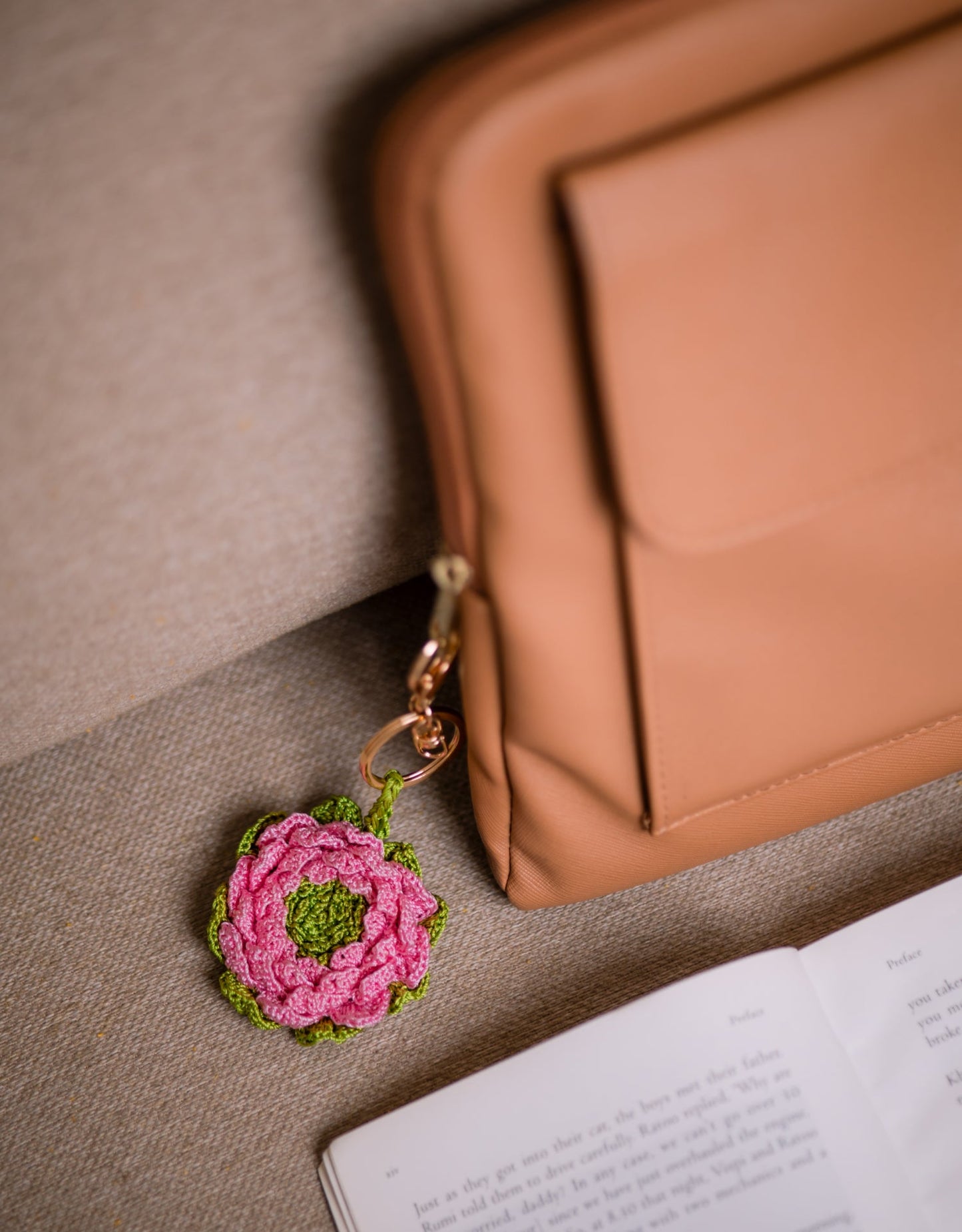 Boho Bag Charm - Gulabi Camelia