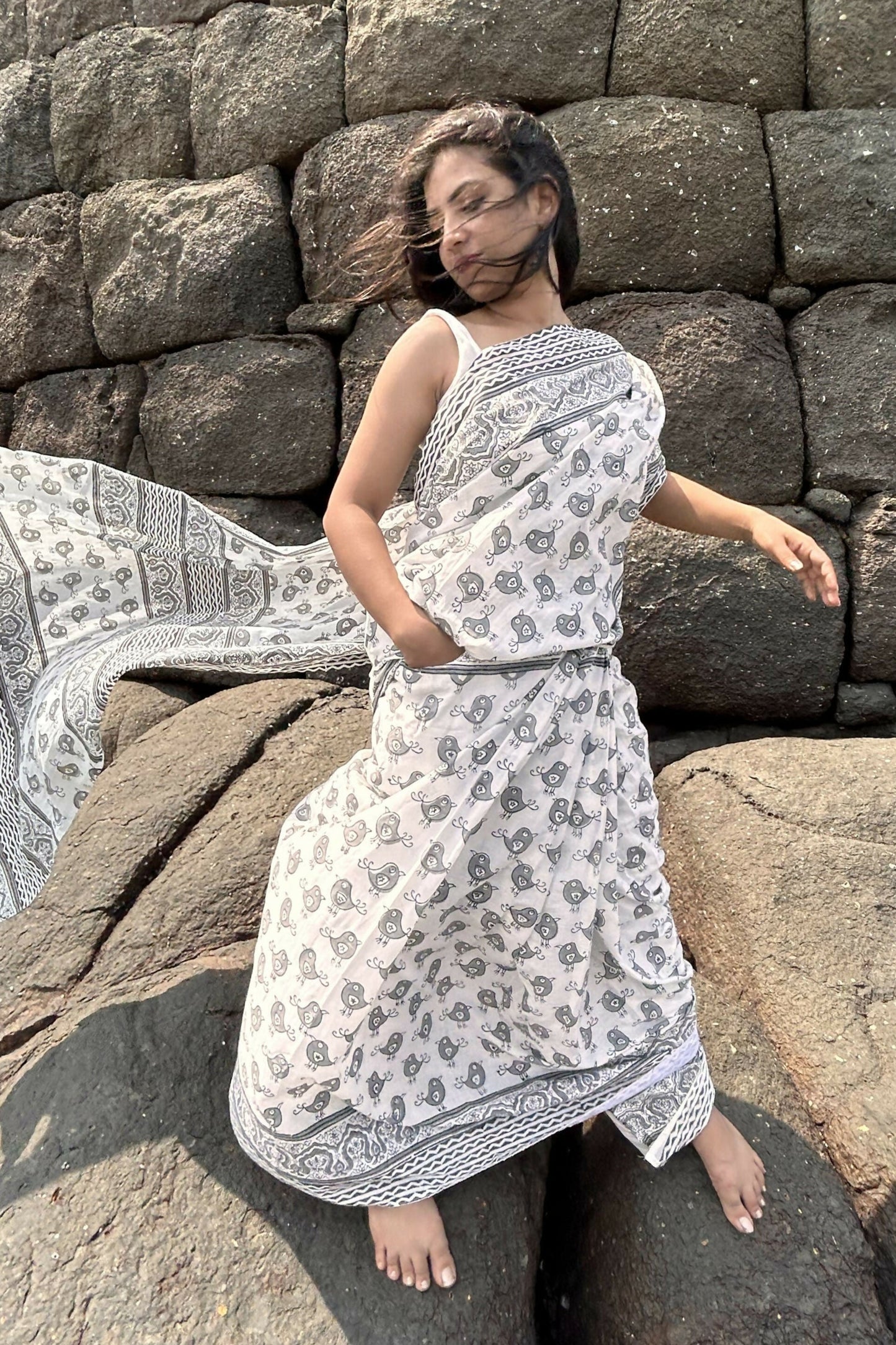 Misty Sparrow Cotton Instantwear Pocket Saree
