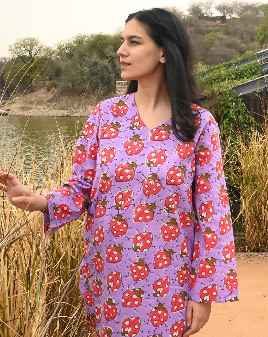 Love Bug Kurta Pyjama - Soft Cotton Co-ord Set