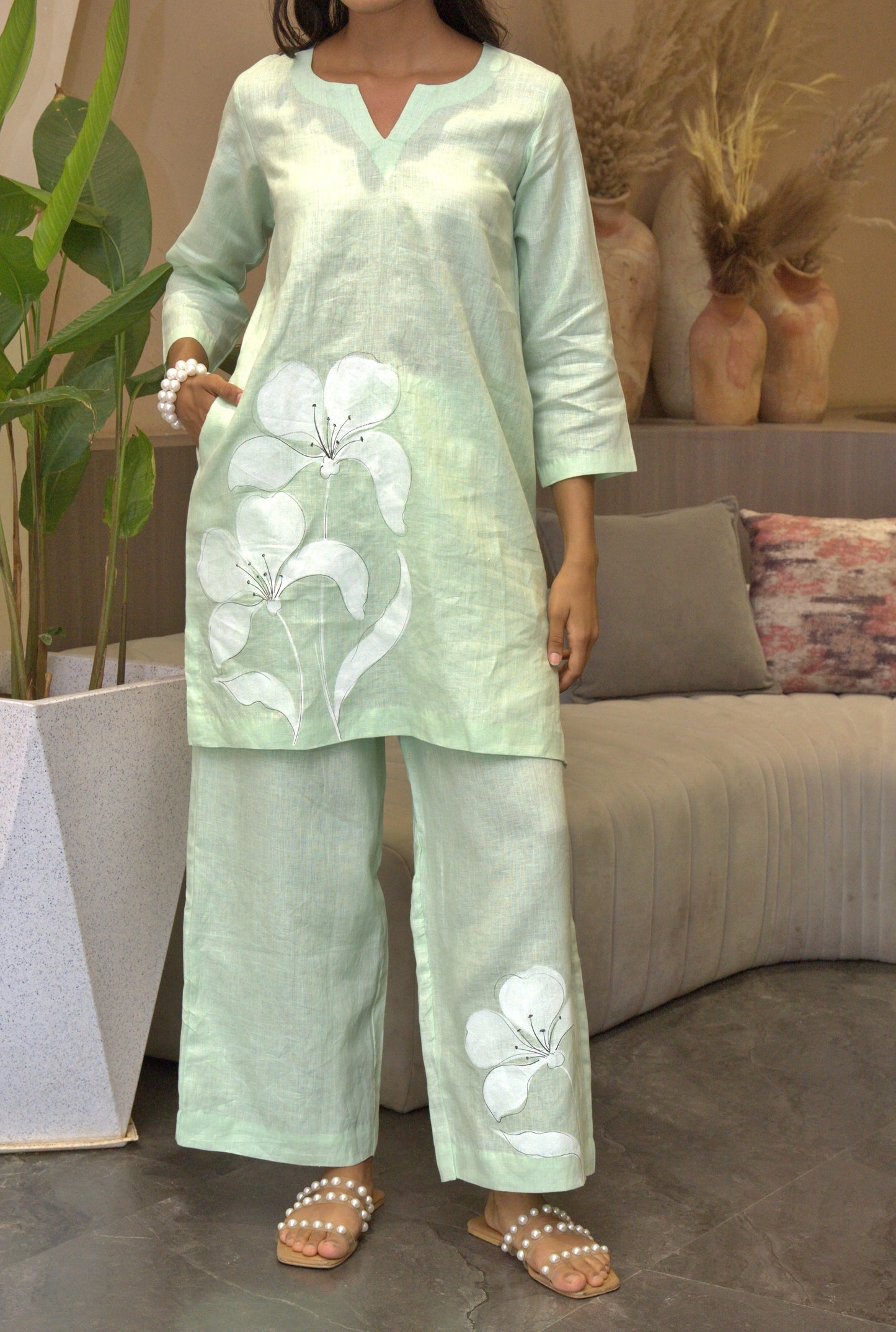 Hazel Kurta Set in Mint Green