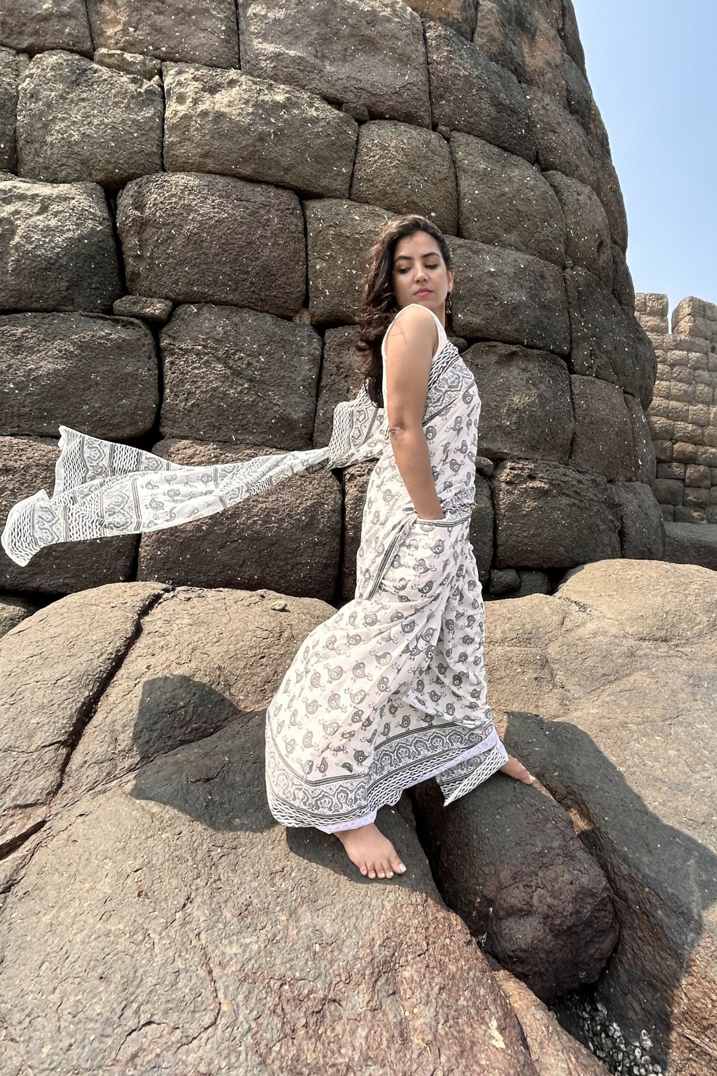 Misty Sparrow Cotton Instantwear Pocket Saree