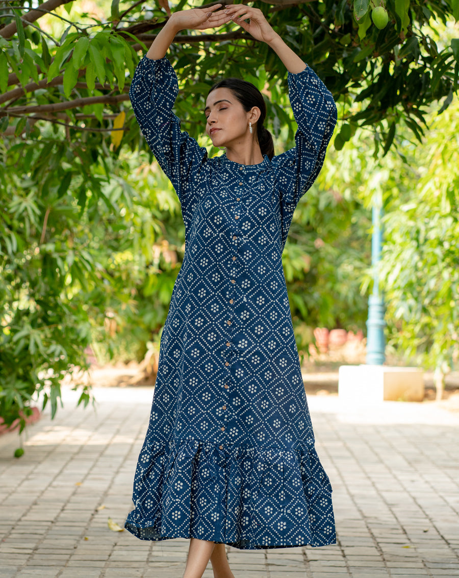 Neel Hand Block Printed Cotton Shirt Dress