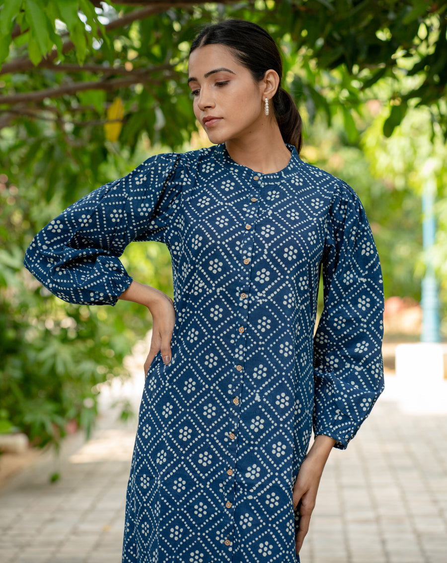 Neel Hand Block Printed Cotton Shirt Dress