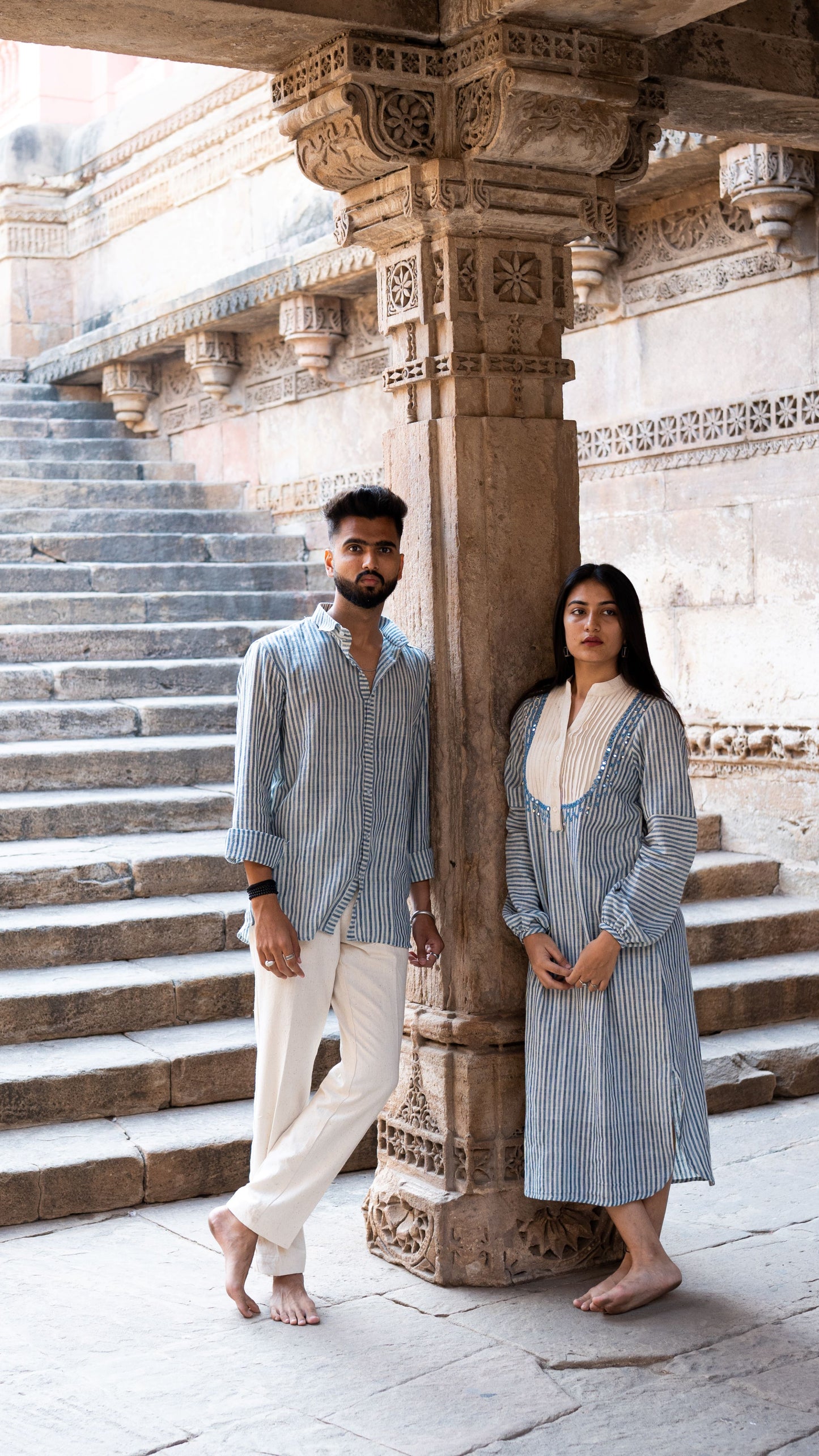 Nilah & Safed Stripe Kurta