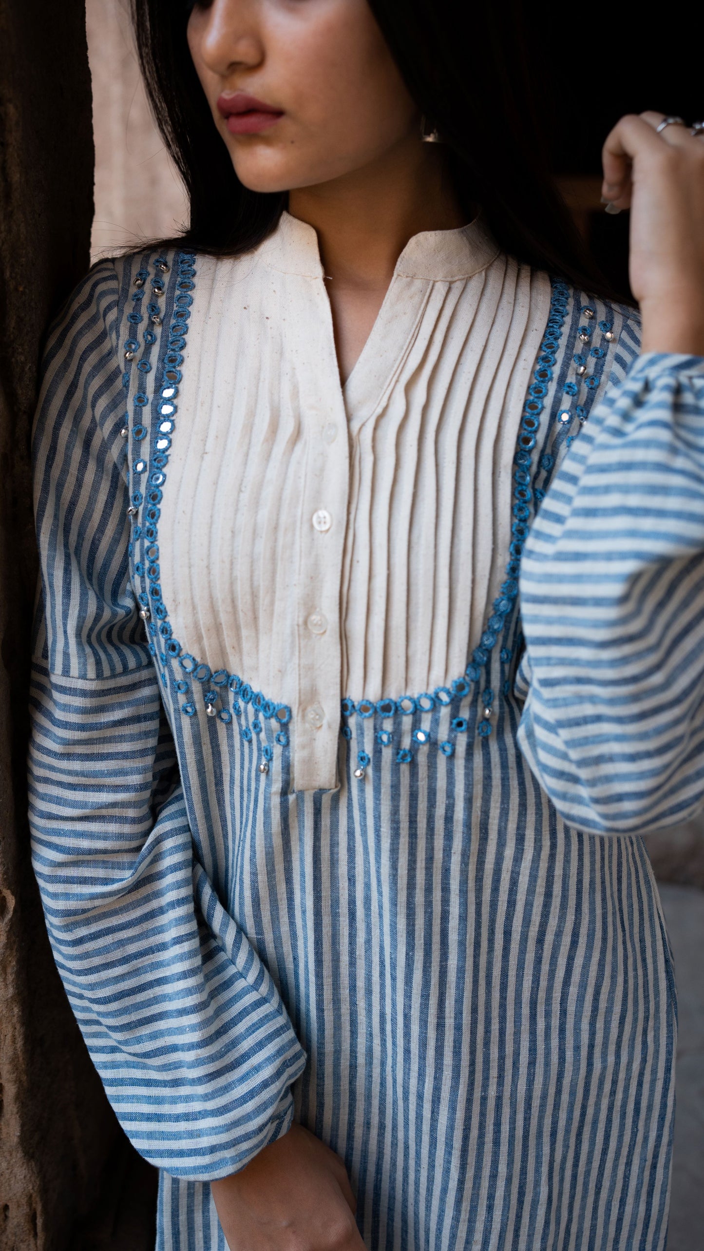 Nilah & Safed Stripe Kurta