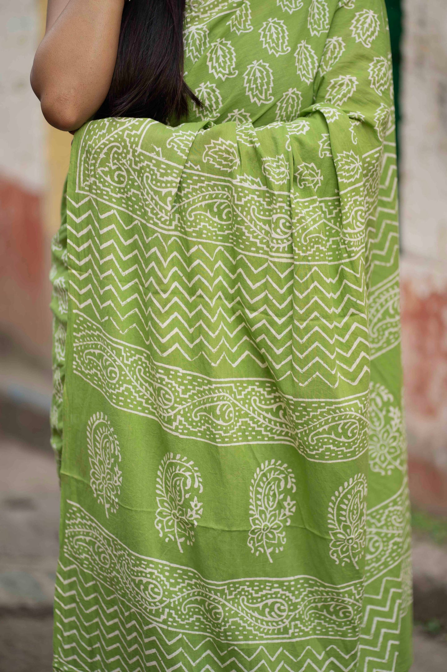 Katchi Kairy Handblocked Mul Cotton Saree