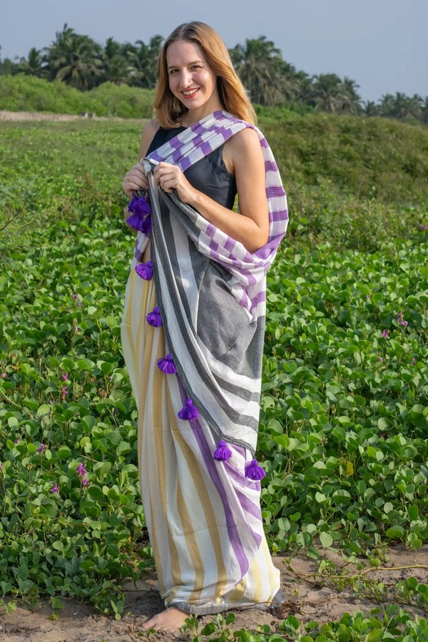 Bamboo Cotton Stripe Saree