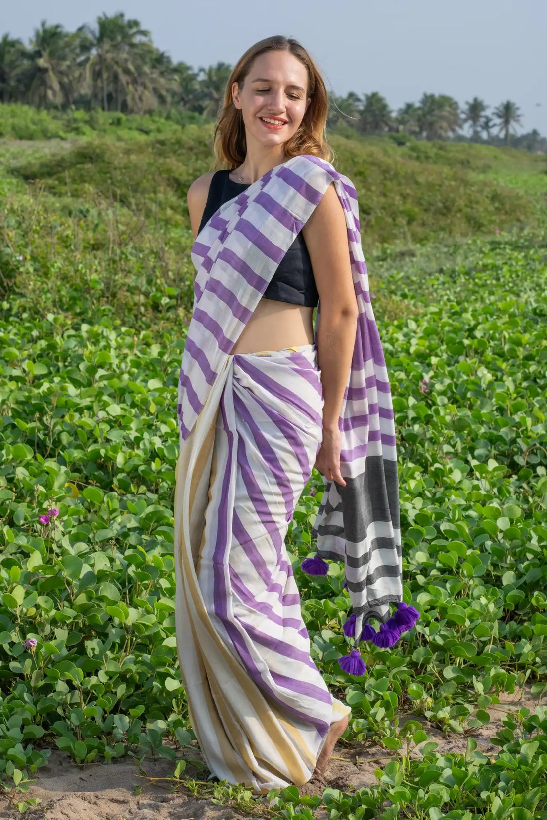 Bamboo Cotton Stripe Saree