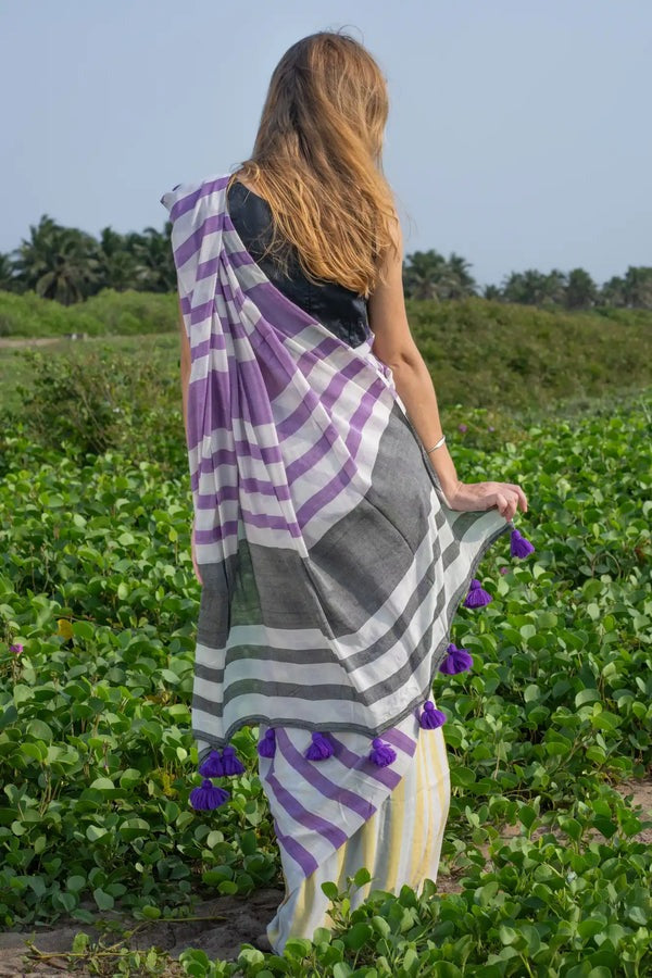Bamboo Cotton Stripe Saree